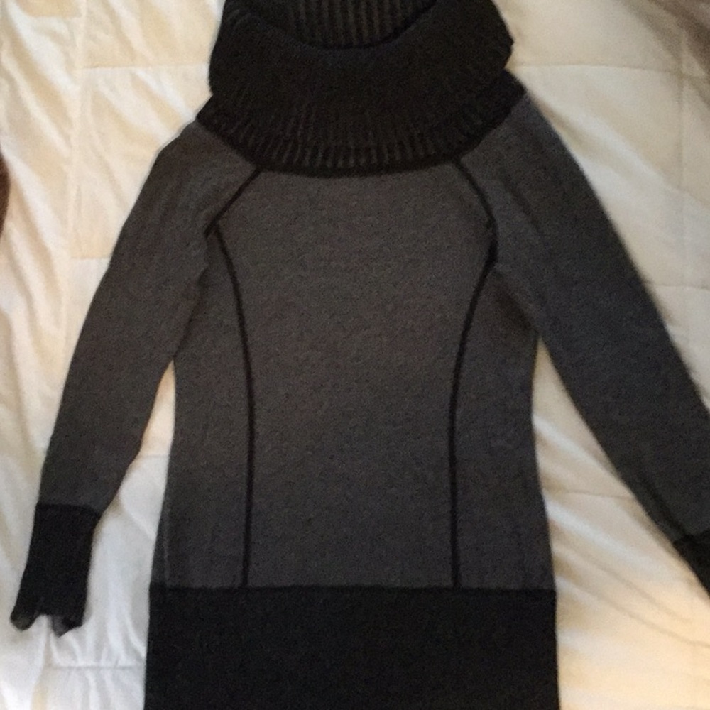 Sandy black and gray, soft turtleneck sweater